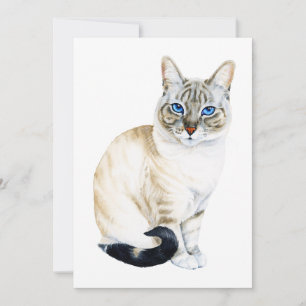 Lynx Point Siamese Cat Hand-Painted Watercolor