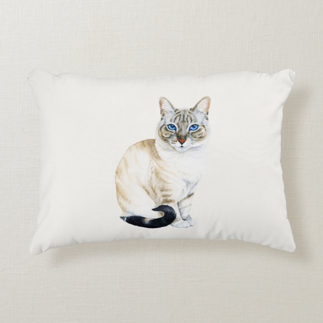 Lynx Point Siamese Cat Personalised Decorative Cushion (Front)