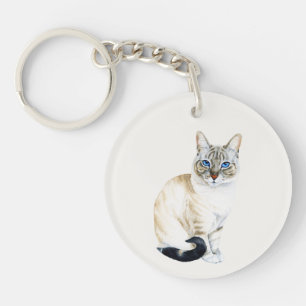 Lynx Point Siamese Cat Personalised Key Ring