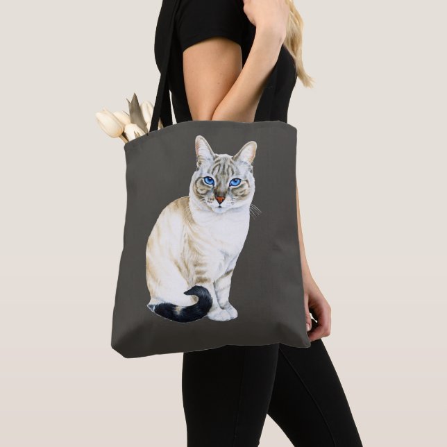 Lynx Point Siamese Cat Personalised Tote Bag (Close Up)