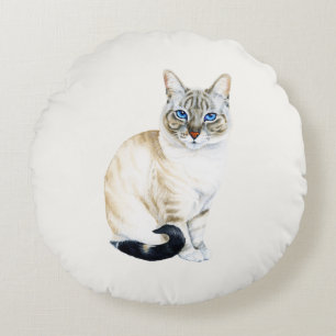 Lynx Point Siamese Cat Personalized Round Cushion