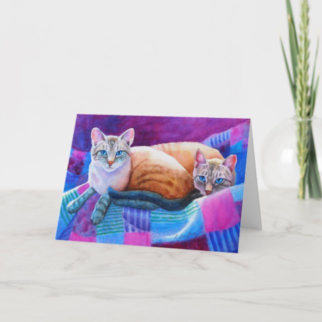 Lynx Point Siamese Cats Greeting Card (Front)