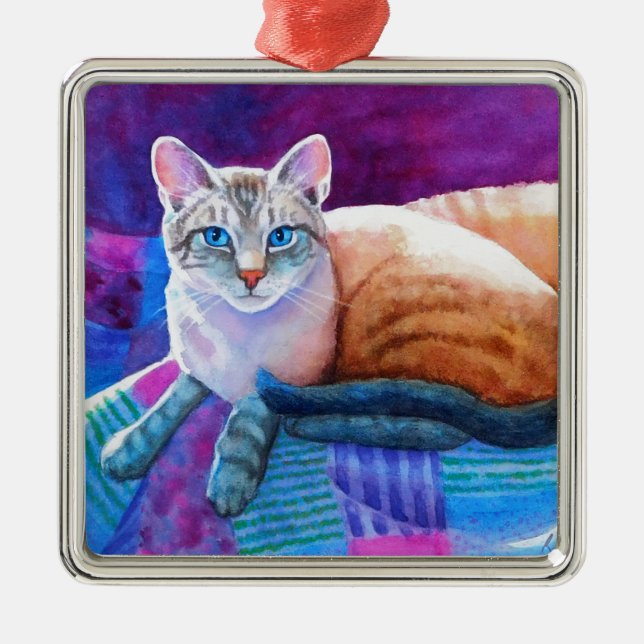 Lynx Point Siamese Cats Metal Tree Decoration (Front)