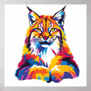 Lynx Portrait Illustration Watercolour Painting Poster