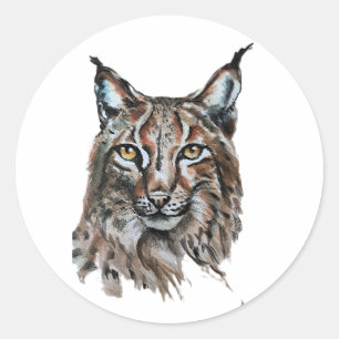 Lynx – Spirit Animal, Watercolor Totem Joga Guide  Classic Round Sticker