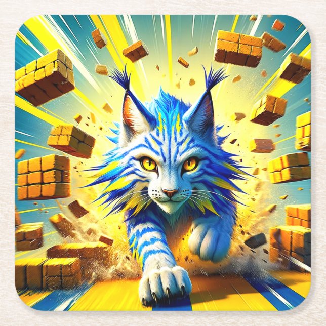 Lynx Square Paper Coaster (Front)