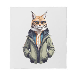 Lynx Wearing Hoodie Funny Cool Animal Character Notepad