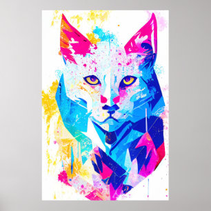 Lynx Wild Nature Animal Color Art Painting Poster