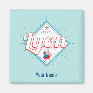 Lyon city France retro rooster vintage souvenir Magnet