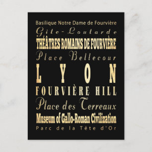 Lyon City of France Typography Art Postcard