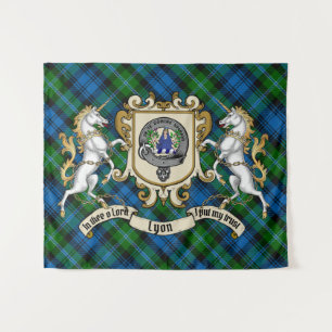 Lyon Clan Badge & Unicorns w/Tartan  Tapestry
