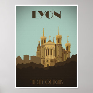 Lyon Fourviere Basilica Vintage Poster