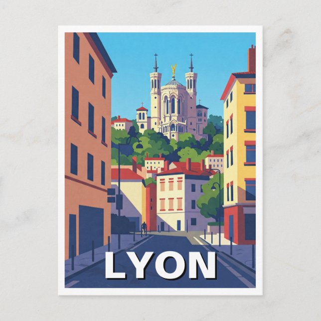 Lyon France Basilica Travel Abstract Postcard (Front)