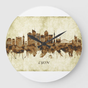 Lyon France Cityscape Large Clock