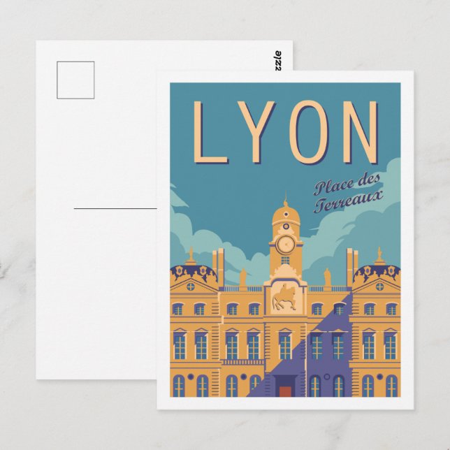 Lyon France Famous Travel Place Illustration Postcard (Front/Back)