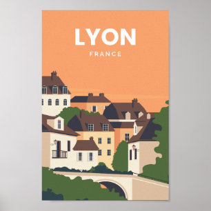 Lyon France Famous Travel Place Illustration Poster