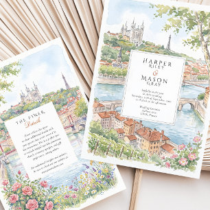 Lyon France Fourviere Basilica Saone Wedding Invitation