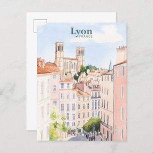 Lyon France Gouache Paint Illustration Travel Postcard