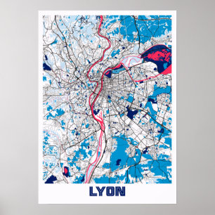 Lyon - France MilkTea City Map Poster