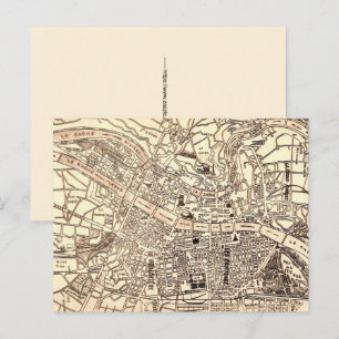 Lyon France Vintage Map Postcard
