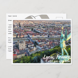 Lyon France with Angel Postcard