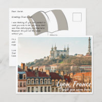 Lyon France with Basilica Postcard