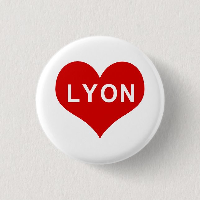 LYON Red Love Heart 3 Cm Round Badge (Front)
