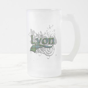 Lyon Tartan Grunge Frosted Glass Beer Mug