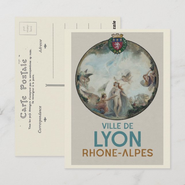 Lyon vintage painting France Postcard (Front/Back)