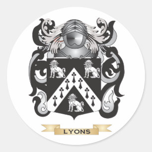 Lyons Coat of Arms (Family Crest) Classic Round Sticker