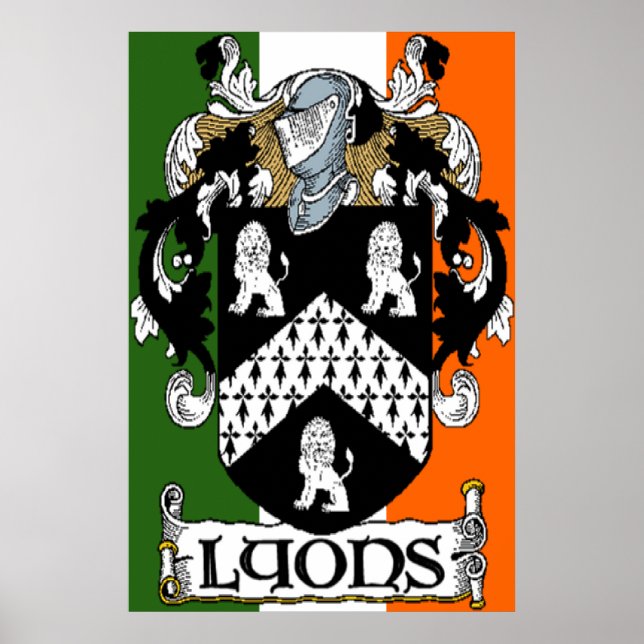 Lyons Coat of Arms Irish Flag Print (Front)