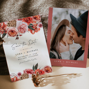 LYRA Bohemian Fall Autumn Floral Save the Date Invitation