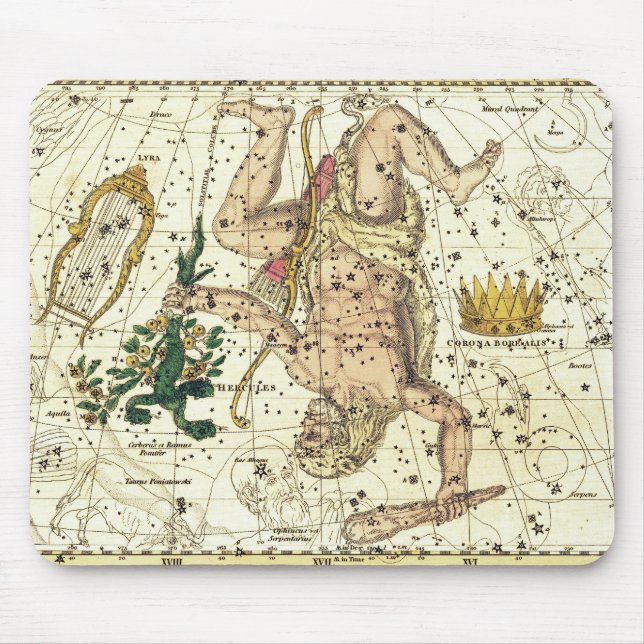  Lyra, Hercules with Cerberus and Corona Borealis Mouse Mat (Front)