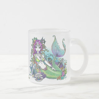"Lyra" Tropical Mermaid Art Frosty Glass Mug