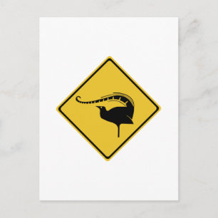 Lyrebird Crossing, Traffic Warning Sign, Australia Postcard