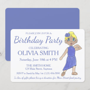 Lyrical Modern Dancer Purple Dance Birthday Party Invitation