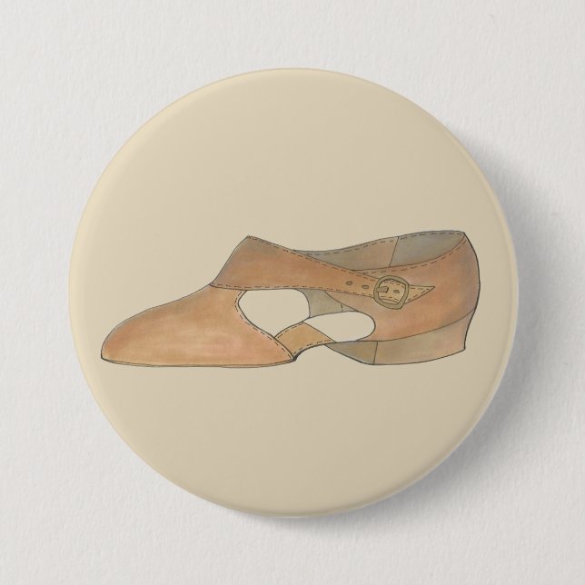 Lyrical Tan Modern Dance Teacher Shoe Print 7.5 Cm Round Badge (Front)
