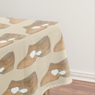 Lyrical Tan Modern Dance Teacher Shoe Print Tablecloth