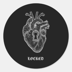 Lyriclyfe-long Sleeve Shirt-achy Breaky Heart-lock Classic Round Sticker