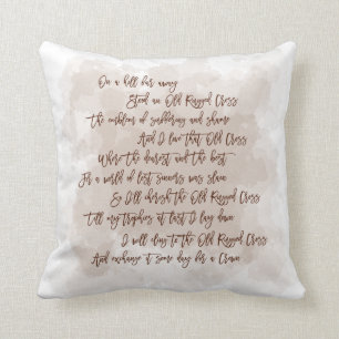 Lyrics Old Rugged Cross Hymn Brown Typography Cushion
