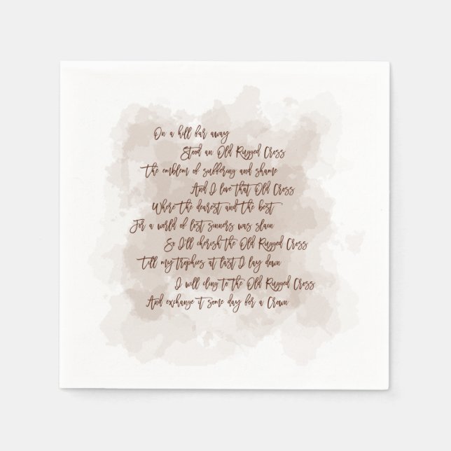 Lyrics Old Rugged Cross Hymn Easter Party Napkin (Front)