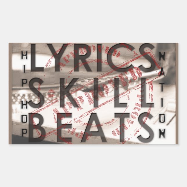 LYRICS SKILL BEATS hip hop Rectangular Sticker (Front)