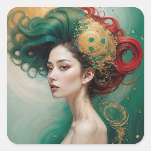 “Lyrielle” - The Green-Gold Empress Square Sticker (Front)