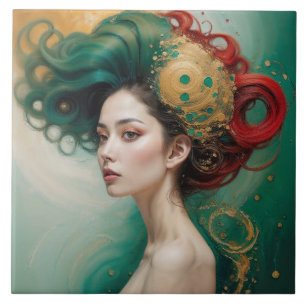 “Lyrielle” - The Green-Gold Empress Tile