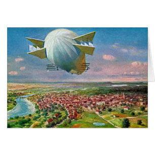 LZ3 Zeppelin Vintage Postcard 1908 Restored