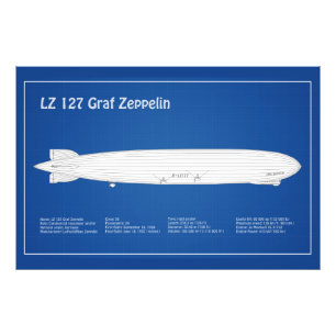 LZ 127 Graf Zeppelin - Airship Blueprint Plans ABD Photo Print