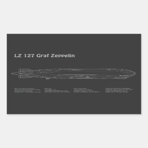 LZ 127 Graf Zeppelin - Airship Blueprint Plans PD Rectangular Sticker