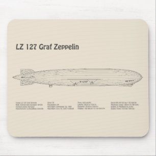 LZ 127 Graf Zeppelin - Airship Blueprint Plans SD Mouse Mat