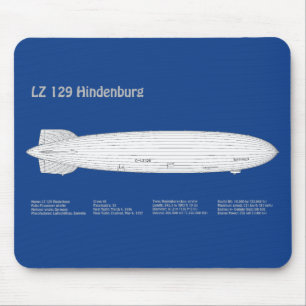 LZ 129 Hindenburg - Airship Blueprint Plans ABD Mouse Mat