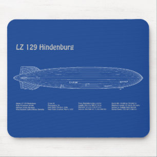 LZ 129 Hindenburg - Airship Blueprint Plans AD Mouse Mat